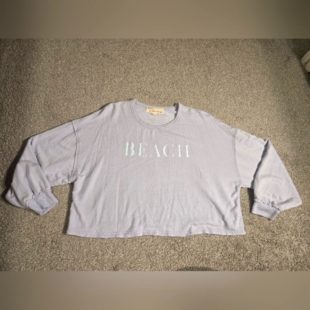 Seaside Vintage Havana Beach Crewneck Crop Lightweight Vacation Ultrasoft